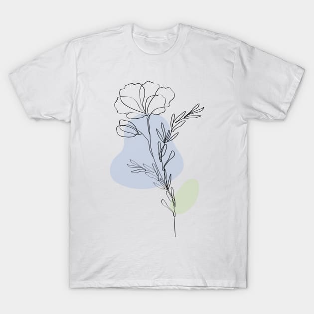 Blue Bloom Flower T-Shirt by jellytalk